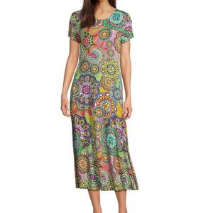 Johnny Was Vibrant Maxi Dress rainbow Mandela soft casual women’s clothing